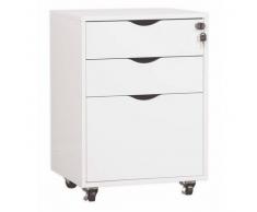 Steiner Shopping Moebel (FT) Rollcontainer Kasungu 28, Farbe: Weiß / Natur - Abmessungen: 65 x 46 x 40 cm (H