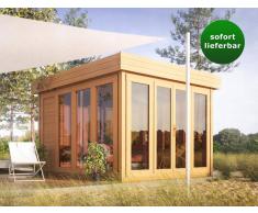 Steiner Shopping Gartenhäuser Flachdach-Gartenhaus Sonneninsel - 3,50 x 3,70 Meter aus 28 mm Blockbohlen