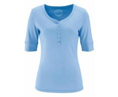 Halbarm-Shirt mit Knopfleiste in blau für Damen von bonprix