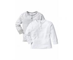 Langarmshirt mit Knopfleiste (2er-Pack) in grau für Jungen von bonprix