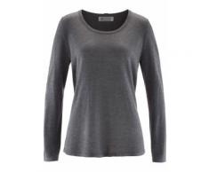 Pullover mit Knopfleiste langarm in grau für Damen von bonprix