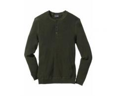 Pullover m. Knopfleiste Regular Fit langarm in grün für Herren von bonprix