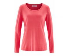 Pullover mit Knopfleiste langarm in pink für Damen von bonprix