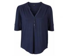 Shirt mit Knopfleiste halber Arm in blau für Damen von bonprix