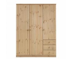Kleiderschrank Ribe - Kiefer Natur Dilavato & gebeizt - 150 cm (3-türig)