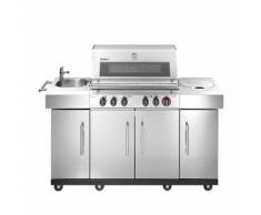 Gasgrillwagen Kansas 4 SIK Profi Turbo - Edelstahl - Silber / Schwarz