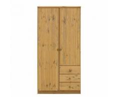 Kleiderschrank Ribe - Kiefer Natur Dilavato & gebeizt - 100 cm (2-türig)