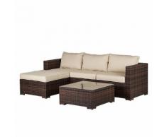 Lounge Set Paradise Lounge (inkl. Tisch) - Polyrattan/Stoff - Braun/Beige