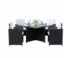 Essgruppe Paradise Lounge I (5-teilig) - Glas / Polyrattan - Dunkelgrau
