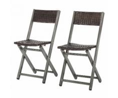 Klappstuhl Saronno (2er-Set) - Stahl/Polyrattan - Anthrazit/Braun