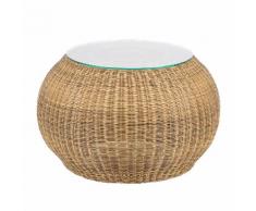 Loungetisch Calla Millor - Lloyd Loom Geflecht/Glas - Braun/Beige