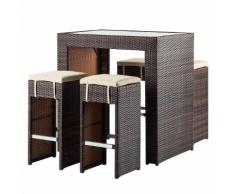 Gartenbar-Set Paradise Lounge (5-teilig) - Polyrattan Braun