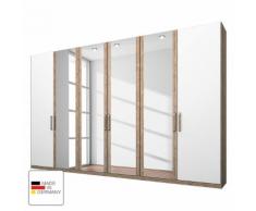 Kleiderschrank Lea - Eiche Sanremo hell Dekor/Alpinweiß - 300 cm (6-türig) - 2 Türen mit Absetzung - Eiche Sanremo Dekor /...