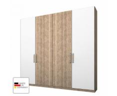 Kleiderschrank Lea - Eiche Sanremo hell Dekor/Alpinweiß - 200 cm (4-türig) - 2 Türen mit Absetzung - Eiche Sanremo Dekor /...