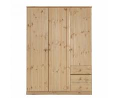 Kleiderschrank Ribe - Kiefer Natur lackiert - 150 cm (3-türig)