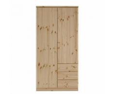 Kleiderschrank Ribe - Kiefer Natur lackiert - 100 cm (2-türig)