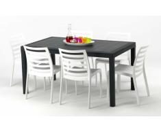 Polyrattan eckiger Tisch mit 6 Stühlen barset Garten Outdoor-möbel ...