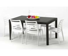 Polyrattan eckiger Tisch mit 6 Stühlen barset Garten Outdoor-möbel ...