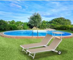 2 Sonnenliegen Strandliegen aus Aluminium mit Rollen für Garten Swi...