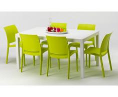 Polyrattan eckiger Tisch mit 6 Stühlen barset Garten Outdoor-möbel ...