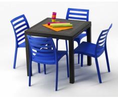 Polyrattan Tisch mit 4 Stühlen barset Garten Outdoor-möbel braun
