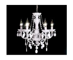 DELIFE Kronleuchter Karat 52 cm Weiss 5-armig, Hängeleuchten