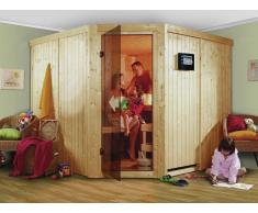 KARIBU Systemsauna SPARSET Tjong Ganzglastür bronziert, inkl. 9 kW Ofen mit ext. Steuerung
