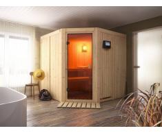 KARIBU Systemsauna SPARSET Tonnes Ganzglastür bronziert, inkl. 9 kW Ofen mit ext. Steuerung