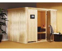KARIBU Systemsauna SPARSET Ornes Ganzglastür bronziert, inkl. 9 kW Ofen mit ext. Steuerung