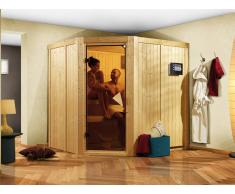KARIBU Systemsauna SPARSET Bodo Ganzglastür bronziert, inkl. 9 kW Ofen mit ext. Steuerung