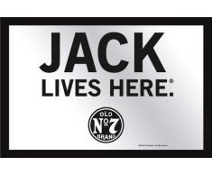 Empireposter - Jack Daniels - Jack Lives Here - GröÃe (cm), ca. 30x20 - Bedruckter Spiegel Bedruckter Wandspiegel mit schwarzem Kunststoffrahmen in Holzoptik