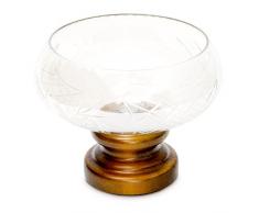 Relaxdays 10018498 Schale Dekoschale aus Glas nostalgisch mit HolzfuÃ, Durchmesser 24 cm