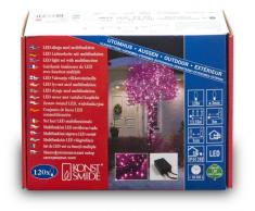 Konstsmide 3631-340 Micro LED Lichterkette 120 pinke Dioden / Multifunktion / 24V AuÃentrafo / schwarzes Kabel