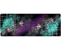 DECO-MAT Rutschfester Teppich-Läufer ohne Rand für den Innenbereich oder Eingangsbereich, 80 x 200 cm, farbspray / turkis -violett