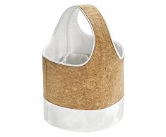 InterDesign 62250EU Quinn Ablagekorb für Badezimmer Dusche, Studentenwohnheim, Strand, Plastik, Kork/weiÃ, 20.32 x 20.32 x 36.83 cm