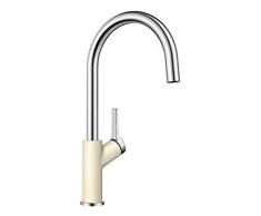 Blanco Carena, Küchenarmatur - Einhebelmischer, Hochdruck-Wasserhahn für die Küche, Silgranit-Look zweifarbig, jasmin/Chrom, 1 Stück, 520976