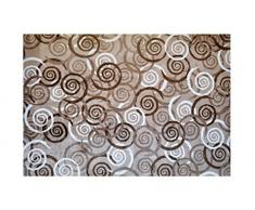 LifeStyle-Mat 100390 Spiralen, rutschfester und waschbarer Teppich, ideal für die Wohnung oder das Büro, 140 x 200 cm, braun / beige / weiÃ