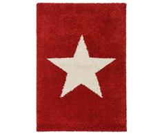 benuta Shaggy Hochflor Teppich Graphic Star Rot 120x170 cm | Langflor Teppich für Schlafzimmer und Wohnzimmer