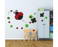 Walplus 195 x 105 cm Wand Aufkleber Marienkäfer Tafel Abnehmbarer Wandbild Art Decals Home DIY Décor Tapete Kinderzimmer Kinder Kids Zimmer Geschenk, mehrfarbig