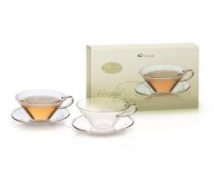 Creano Teetassen 2x Teeglas mit Untertasse, stilvoller Teegenuss in edler Geschenkbox, 100 ml, 2-er Set, 4-teilig