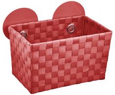 WENKO 20376100 Static-Loc Aufbewahrungskorb Fermo Red - Badkorb, Befestigen ohne bohren, Kunststoff - Polypropylen, 20.5 x 14.5 x 14 cm, Rot