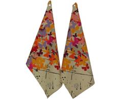 bug-9514 2er Pack Geschirrtücher bedruckt Thema Butterfly, 100 % Baumwolle, circa 50 x 70 cm, 40 Grad Celsius waschbar