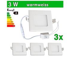 LEDVero 3x Ultraslim LED Panel SMD 2835, 3 W, eckig Deckenleuchte Lampe Einbau Leuchte Licht Strahler, warmweià SP137