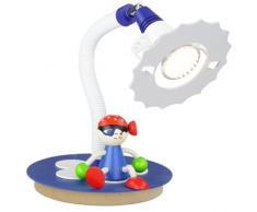 Elobra Kinder Lampe Tischlampe Pirat inkl. LED Tischleuchte Kinderzimmer Holz, dunkelblau 126110