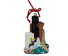 Kurt Adler Stadtansicht von Chicago aus Glas, Christbaumschmuck