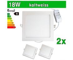 LEDVero 2x Ultraslim LED Panel SMD 2835, 18 W, eckig Deckenleuchte Lampe Einbau Leuchte Licht Strahler, kaltweià SP216