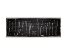 Xavax Schild Küche, 39 x 14 cm, Vintage Blechschild mit Küchenutensilien, Dekoschild schwarz