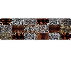 DECO-MAT Rutschfester Teppich-Läufer 80 x 250 cm ohne Rand für den Innenbereich oder Eingangsbereich, 80 x 250, braun-weiß