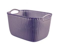 Curver 03700-X66-00 Strickoptik L 19 L Aufbewahrungskorb, Plastik, twilight lila, 39,5 x 29,5 x 23,6 cm