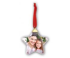 Henzo 8102500 Christbaumkugel Snow Flake 8,5x7,5 Weihnachtsstern als Christbaumschmuck für 1 Auswechselbares Foto, Plastik, transparent, 9.30 x 9.00 x 2.20 cm